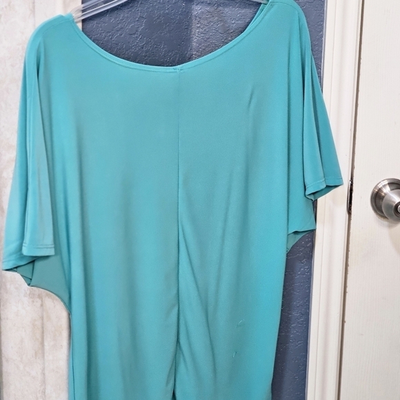 Bleeder & McDougal Teal Short Sleeve Blouse  Sequince Beaded Floral Design. XL - Picture 5 of 8